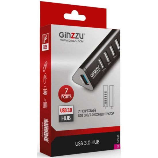 USB хаб GINZZU GR-315UB (6xUSB 2.0  1xUSB 3.0) - 2