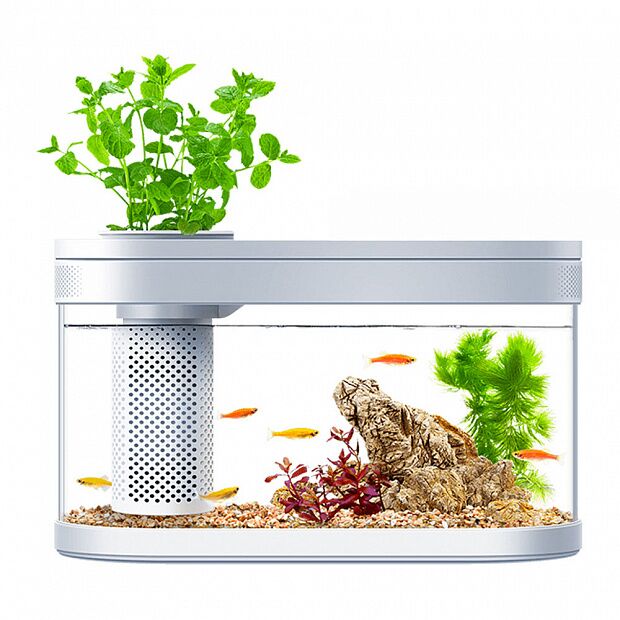 Аквариумный набор 8 л (фильтр, кормушка) Desgeo Smart Amphibious Ecology Fish Tank Pro C180 белый - 1