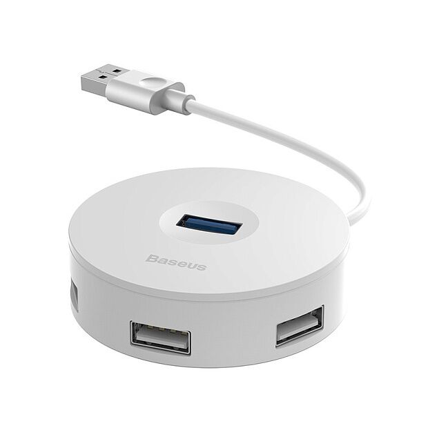 Переходник BASEUS Round Box, Разветвитель, USB - 1xUSB3.0 + 3xUSB2.0, 25 см, белый - 1